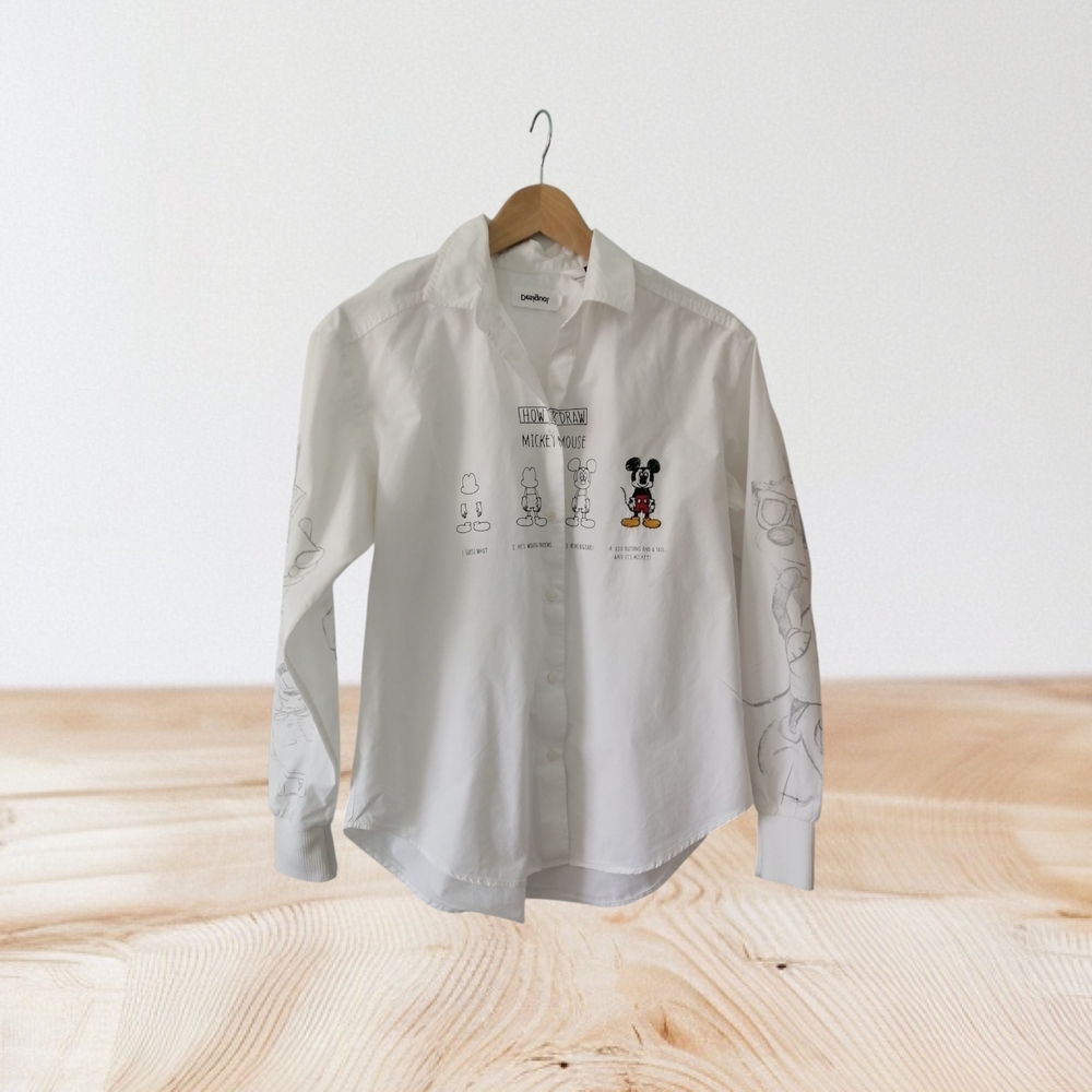 Disney White Blouse with Mickey Mouse Design